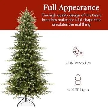 Best Choice Products 7.5ft Pre-Lit Christmas Tree - Realistic Design