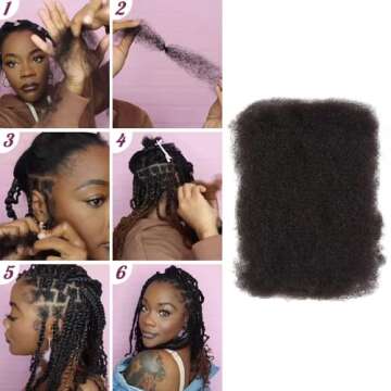 QVR Afro Kinkys Bulk Human Hair for Dreadlock Extensions Repair Locs, Twist Braiding Afro Kinky Human Hair for Locs 1 Pack 50 Gram