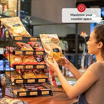 Candy Display Rack | Candy/Snack Organizer For Countertop | Snack Shelf And Chip Rack For Stores | S...