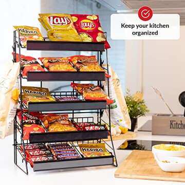 Candy Display Rack | Candy/Snack Organizer For Countertop | Snack Shelf And Chip Rack For Stores | Snack Display For Counter | Snack Stand For Stores, Office, And More