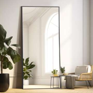 MELOMOIR 76"x34" Large Mirror Full Length, Oversized Floor Mirror Full Length for Bedroom Living Room Cloakroom Gym, Hanging Standing or Leaning Full Body Mirror with Stand, Black Aluminum Alloy Frame