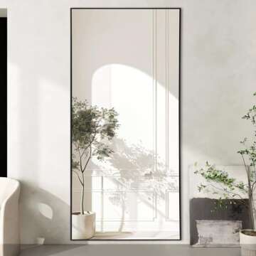 MELOMOIR 76"x34" Large Mirror Full Length, Oversized Floor Mirror Full Length for Bedroom Living Room Cloakroom Gym, Hanging Standing or Leaning Full Body Mirror with Stand, Black Aluminum Alloy Frame