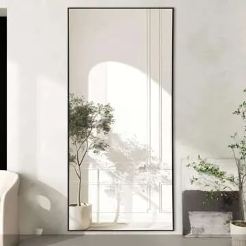 MELOMOIR 76"x34" Large Mirror Full Length, Oversized Floor Mirror Full Length for Bedroom Living Room Cloakroom Gym, Hanging Standing or Leaning Full Body Mirror with Stand, Black Aluminum Alloy Frame