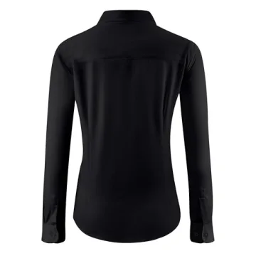Hearain Women's Black Button Up Shirt | Wrinkle-Free & Soft