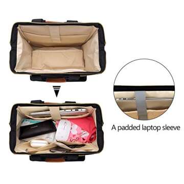 Teamoy Breast Pump Bag with Cooler Bag and Ice Pack, Breast Pump Tote Backpack with Laptop Sleeve for Working Moms, Compatible with Spectra S1,S2, Medela, Black