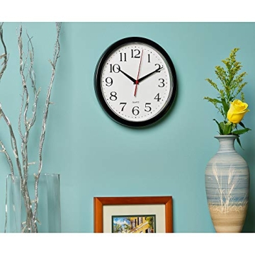 Silent Black Wall Clocks 2-Pack No Ticking Easy Read