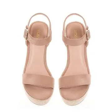 VICKI·VICKI Women's Platform Sandals Wedge Ankle Strap Open Toe Sandals