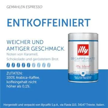 illy Ground Coffee Espresso - Classico Decaf Roast with Rich Aromatic Profile