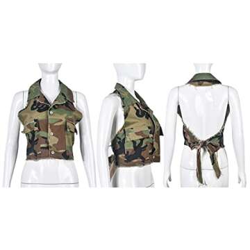 LETSVDO Women's Halter Camo Vest - Trendy Summer Style