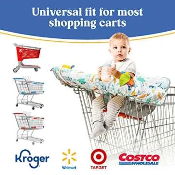 Shopping Cart Cover for Baby PILLANI, High Chair Cover for Restaurant Seat, Grocery Cart Cover for Baby Girl/Boy, Cotton Buggy Covers for Babies, Toddler Shopping Cart Cover