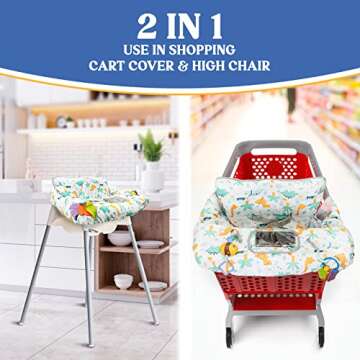 Shopping Cart Cover for Baby PILLANI, High Chair Cover for Restaurant Seat, Grocery Cart Cover for Baby Girl/Boy, Cotton Buggy Covers for Babies, Toddler Shopping Cart Cover
