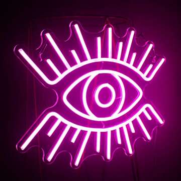 LooKLight Eyes Neon Sign, Neon Light Sign,Neon Sign for Wall Decor,Pink Evil Eye Neon Sign,Rose Pink Neon Sign By USB Connectivity Led Neon Signs for Home Bar Birthday Party,Girl Bedroom Decor