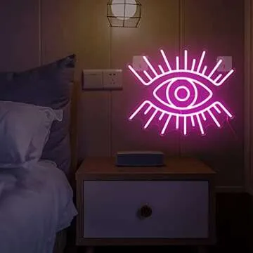 LooKLight Eyes Neon Sign, Neon Light Sign,Neon Sign for Wall Decor,Pink Evil Eye Neon Sign,Rose Pink Neon Sign By USB Connectivity Led Neon Signs for Home Bar Birthday Party,Girl Bedroom Decor