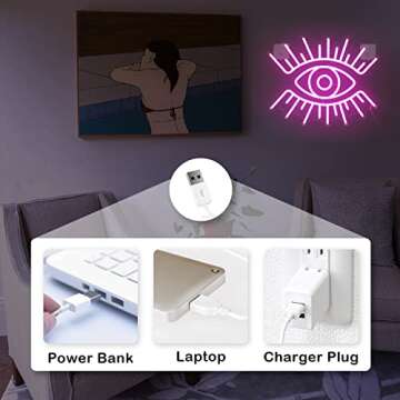 LooKLight Eyes Neon Sign, Neon Light Sign,Neon Sign for Wall Decor,Pink Evil Eye Neon Sign,Rose Pink Neon Sign By USB Connectivity Led Neon Signs for Home Bar Birthday Party,Girl Bedroom Decor