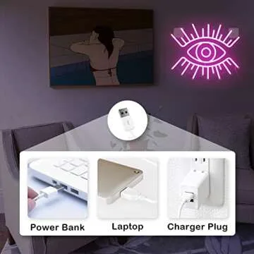 LooKLight Eyes Neon Sign, Neon Light Sign,Neon Sign for Wall Decor,Pink Evil Eye Neon Sign,Rose Pink Neon Sign By USB Connectivity Led Neon Signs for Home Bar Birthday Party,Girl Bedroom Decor