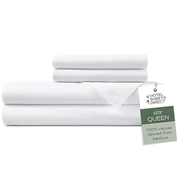 Hotel Sheets Direct 4 Piece Bed Sheet Set Queen Size, 100% Viscose Derived from Bamboo Sheets Set wi...