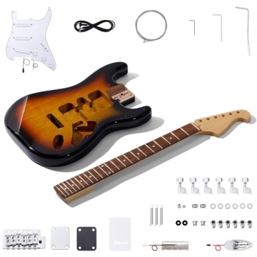 Leo Jaymz DIY ST Style Electric Guitar Kit - Mahogany Body, All Components Included
