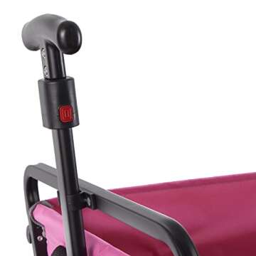Seina Heavy Duty Steel Compact Collapsible Folding Outdoor Portable Utility Cart Wagon with All Terrain Rubber Wheels and 150 Pound Capacity, Pink