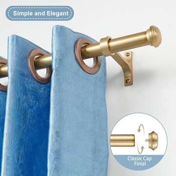 Stylish Warm Gold Curtain Rods - Heavy Duty, Adjustable Drapery Rod 28-150"