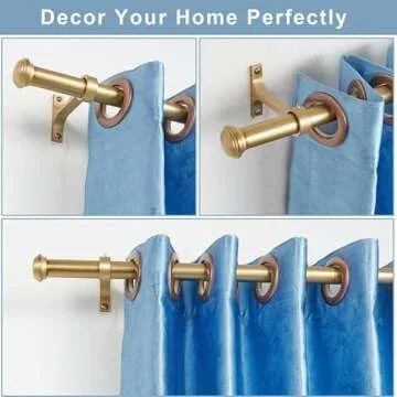 Elegant Warm Gold Adjustable Curtain Rods 28-150 Inches