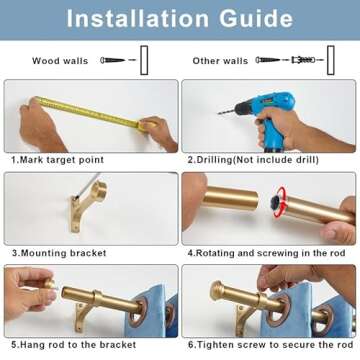 Elegant Warm Gold Adjustable Curtain Rods 28-150 Inches