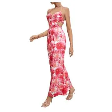 Milumia Floral Cut Out Backless Maxi Dress for Women