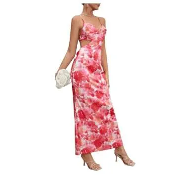 Milumia Floral Cut Out Backless Maxi Dress for Women
