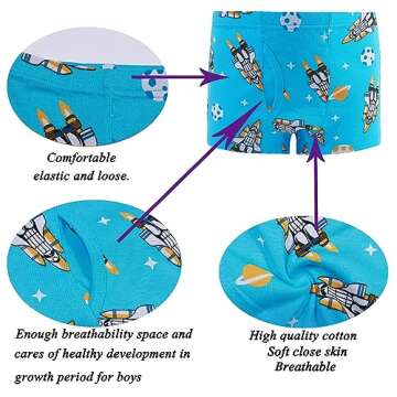 Boboking Boys Comfort Breathable Space rocket Boxer Brief Soft Underwear Mixed color 3T