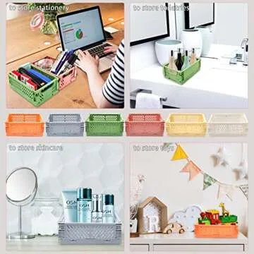 6-Pack Small Pastel Crates for Organizing Space