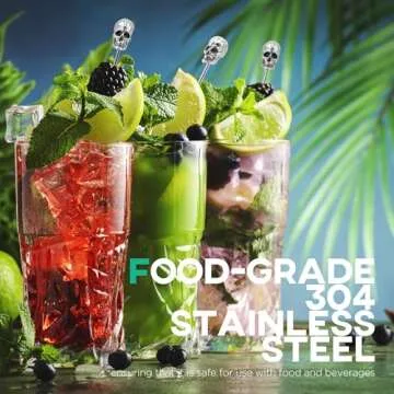 Homestia Metal Cocktail Picks for Drinks, 4.7" Silver Skull Series Cocktail Toothpicks Cocktail Garnish Cocktail Swords, 6Pcs Fancy Martini Olive Picks, Vintage Cocktail Pins Cocktail Accessories