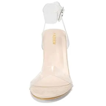 BOJIN Women's Clear Chunky Heels Sandals for Style