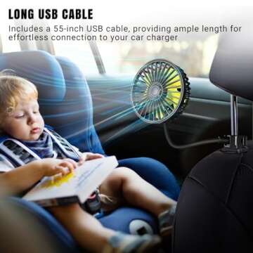 Ouffun Portable Car Fan for Backseat Comfort