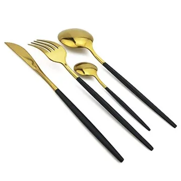 Elegant JANKNG 24-Piece Stainless Steel Flatware Set