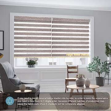 SmartWings Custom Motorized Zebra Shades for Home and Office, Alexa Compatible, Stylish Light Contro...