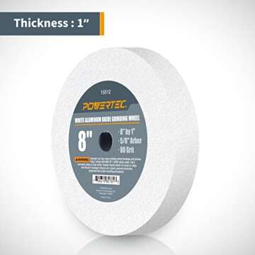 POWERTEC Bench Grinder Wheel 8 Inch 80 Grit, White Aluminum Oxide Grinding Wheel for Bench Pedestal ...