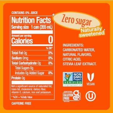 Zevia Zero Sugar, Kids Orange Cream Sparkling Drink, 7.5 Fl Oz Cans (Pack of 24)