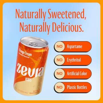 Zevia Zero Sugar Kids Orange Cream Drink - 24 Pack of 7.5 Fl Oz Cans