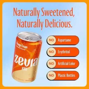 Zevia Zero Sugar Kids Orange Cream Drink - 24 Pack of 7.5 Fl Oz Cans