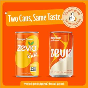 Zevia Zero Sugar Kids Orange Cream Drink - 24 Pack of 7.5 Fl Oz Cans