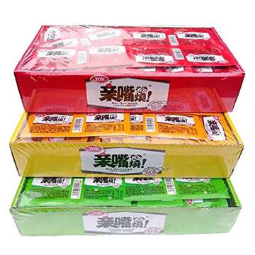 WeiLong Latiao, Damianjin Spicy Gluten, 亲嘴烧, Chinese Snack, Wei Long Series Spicy Gluten (40pack), Independent small package. (亲嘴烧红色（Spicy slices）)