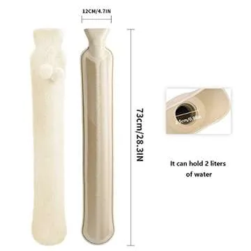 Hot Water Bottle with Soft Cover(2 Liter) Classic Hot Water Bag for Pain Relief, Neck, Shoulders and...
