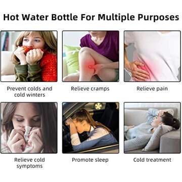 Hot Water Bottle with Soft Cover(2 Liter) Classic Hot Water Bag for Pain Relief, Neck, Shoulders and Knee, Feet Warmer, Rheumatism, Menstrual Cramps, Hot and Cold Therapy for Women Girls Seniors