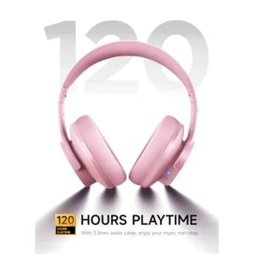 Picun B8 Headphones Wireless Bluetooth, 120H Bluetooth Headphones Over Ear with 3EQ Music Modes, Hands-Free Calls, Deep Bass Headphones for Travel Home Office Cellphone PC (Pink)