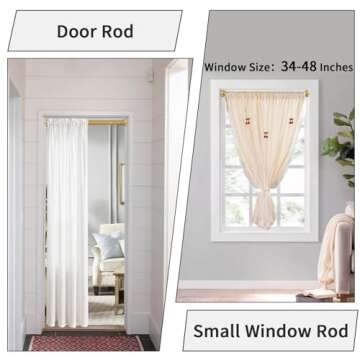 YNL Tension Curtain Rod 34-52inches(2.8-4.3ft)-Never Rust, Non-Slip, No Drill Tension Rod 34-52 Inches, Adjustable Short Shower Rod - Stainless Steel, Brushed Gold