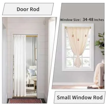 YNL Tension Curtain Rod 34-52inches(2.8-4.3ft)-Never Rust, Non-Slip, No Drill Tension Rod 34-52 Inches, Adjustable Short Shower Rod - Stainless Steel, Brushed Gold