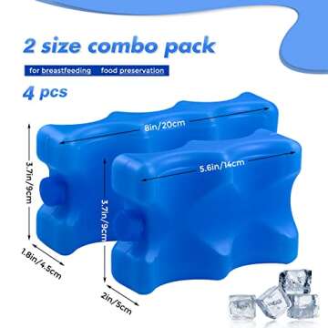 Bercoor Pack of 4 Reusable Ice Packs for Breastmilk Storage, Bottle Ice Packs for Breastfeeding Mom