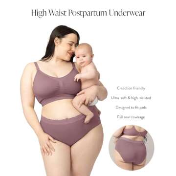 Kindred Bravely High Waist Postpartum Underwear & C-Section Recovery Panties, 5 Pack