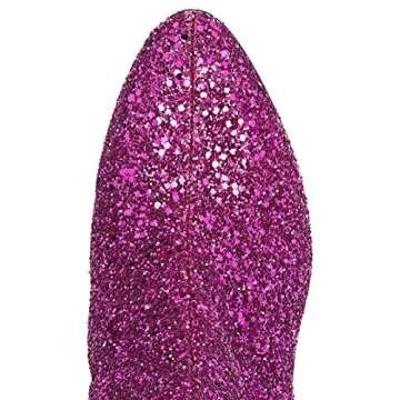 XYD Women Glitter High Block Heel Ankle Boots Sequins Round Toe Dress Booties Shoes with Zips Size 10 Glitter-Rosy 3.15"
