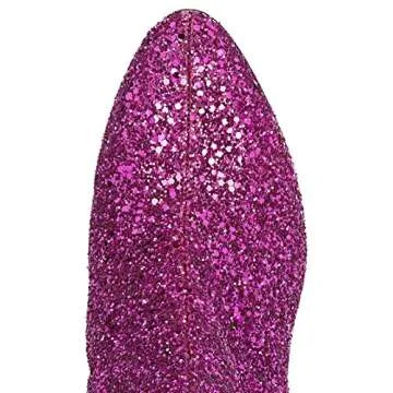 XYD Women Glitter High Block Heel Ankle Boots Sequins Round Toe Dress Booties Shoes with Zips Size 10 Glitter-Rosy 3.15"