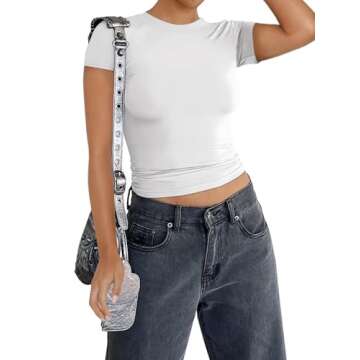 REORIA Women's Stylish Mock Neck Summer Crop Top